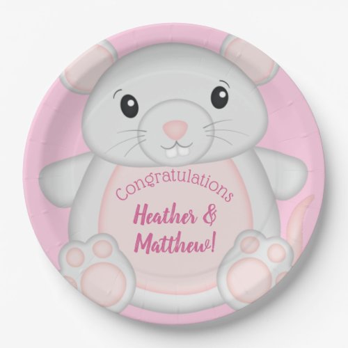 Mouse Mice Baby Shower Pink Paper Plates