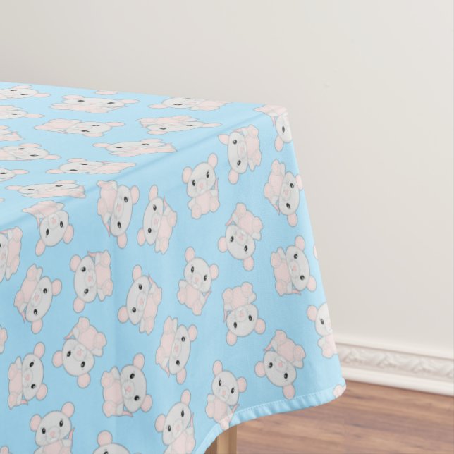 Mouse Mice Birthday Party Blue Tablecloth (In Situ)