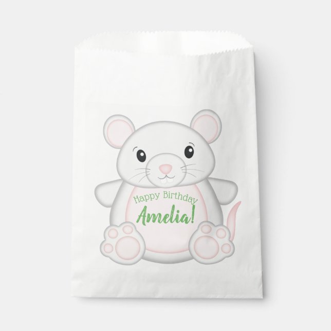 Mouse Mice Birthday Party Green Favor Bag (Front)