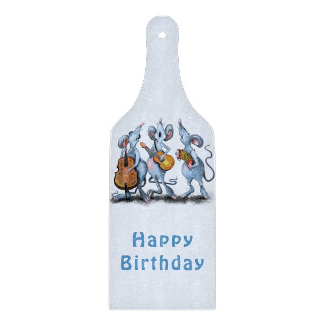 Mouse Music Band Funny Birthday Cutting Board (Front)