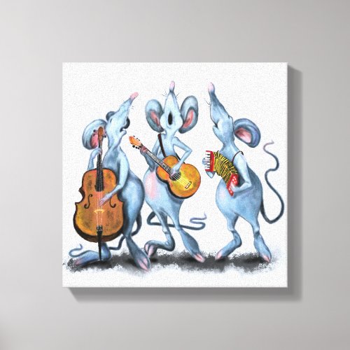 Mouse Musical Band Funny Canvas Print