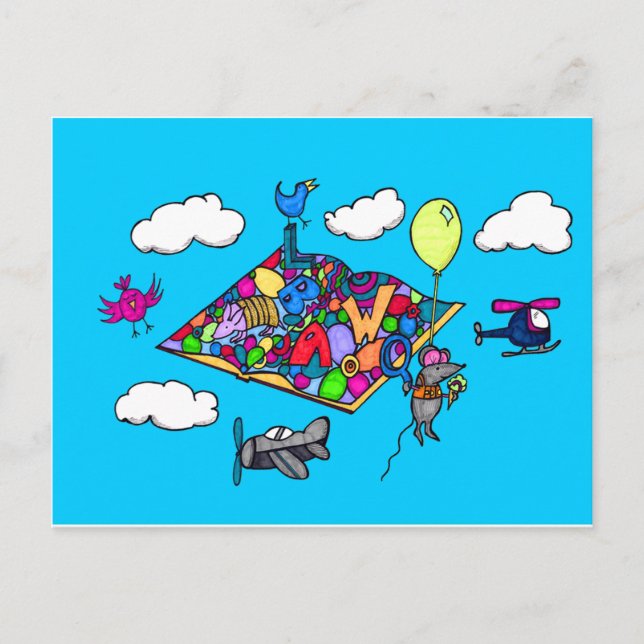 Mouse on an Adventure Postcard (Front)