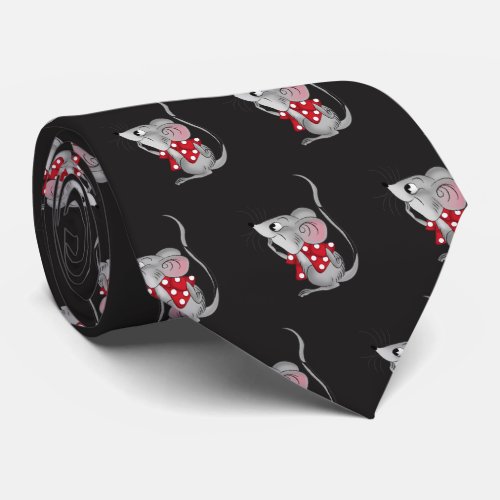 Mouse on Black Neck Tie