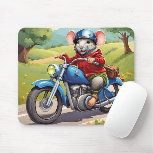 Mouse On Motorcycle Mouse Pad