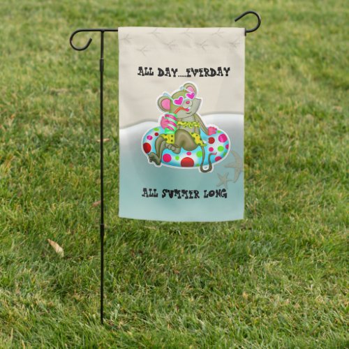 Mouse on Pool Float All Day Everyday  Garden Flag