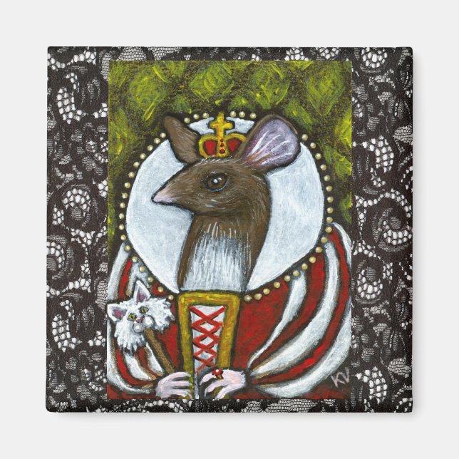 Mouse or Rat Queen with cat Magnet (Front)