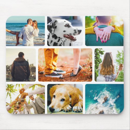 Mouse Pad 9 Photo Template Collage Rounded Frame