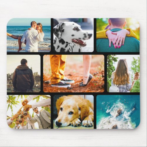 Mouse Pad 9 Photo Template Collage Rounded Frame