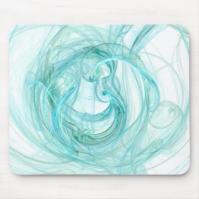 Mouse Pad: Aqua Unique Abstract Fractal Art! Mouse Pad (Front)