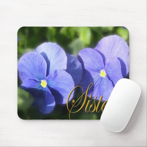 Mouse Pad _ Blue Pansy Sisters