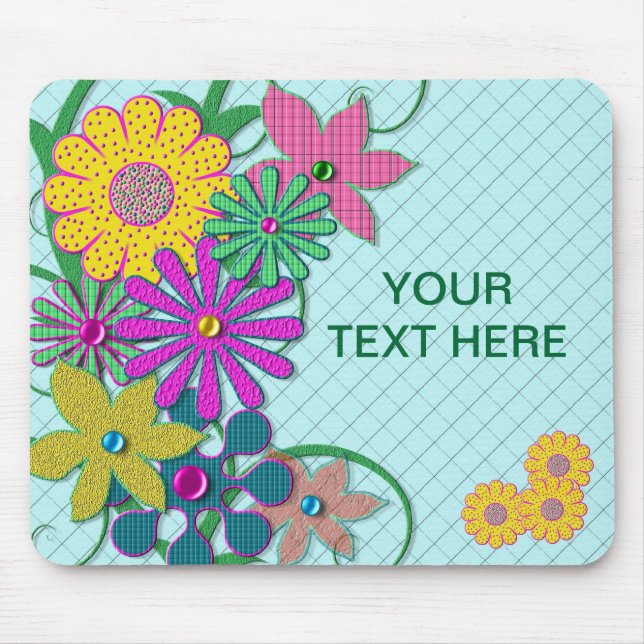 MOUSE PAD - BRIGHT FLOWERS - PERSONALIZE (Front)