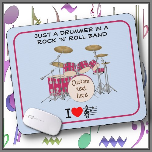 MOUSE PAD _ Drummer in a Rock n Roll Band _ Red