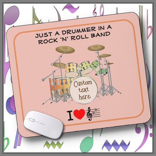 MOUSE PAD _Drummer_Rock n Roll Band OrgYelGrn