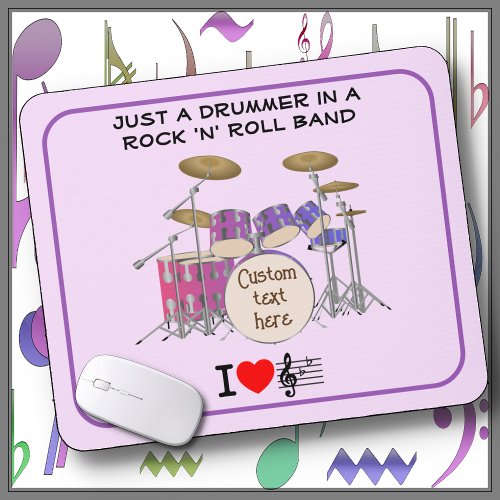 MOUSE PAD _ Drummer _Rock n Roll Band Pink_Blue