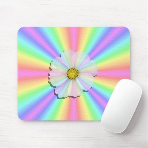 Mouse Pad _ Groovy Radiant Rainbow WFlower Power