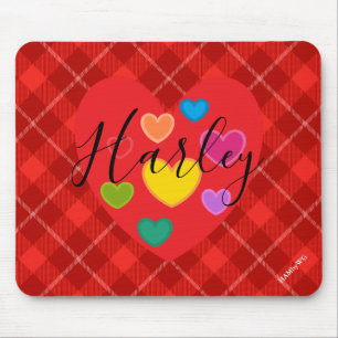 Mouse Pad - HAMbyWG - Red Plaid Heart