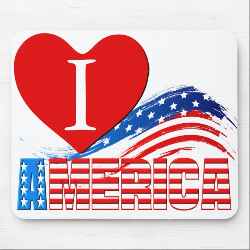 Mouse Pad _ I Heart AMERICA in Stars Stripes