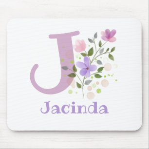 Mouse Pad Initial Plus Name & Flowers Design