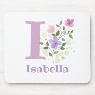 Mouse Pad Initial Plus Name & Flowers Design
