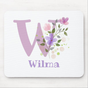 Mouse Pad Initial Plus Name & Flowers Design