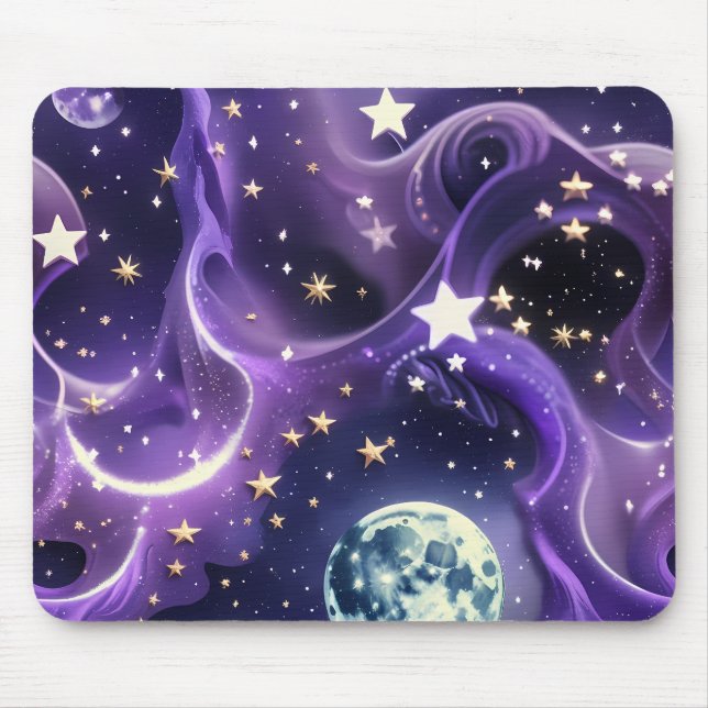 Mouse Pad – Luxury Purple Celestial Moon Phases (Front)