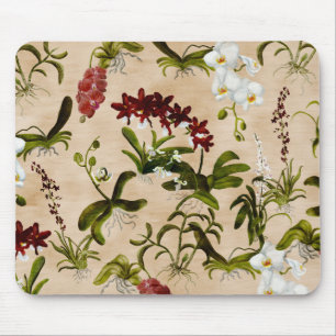 Mouse Pad - Orchid Pattern in Beige