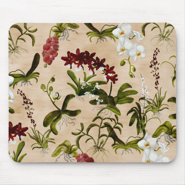 Mouse Pad - Orchid Pattern in Beige (Front)