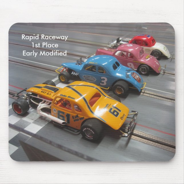 Mouse pad picturing the early modified slot cars (Front)