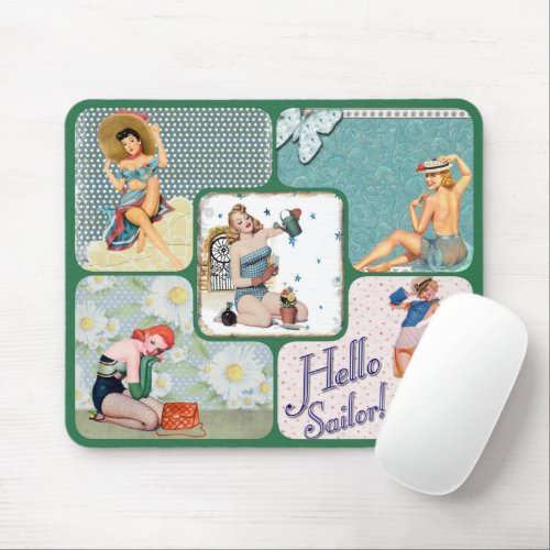 MOUSE PAD _ Retro Pin_Up Collage 1