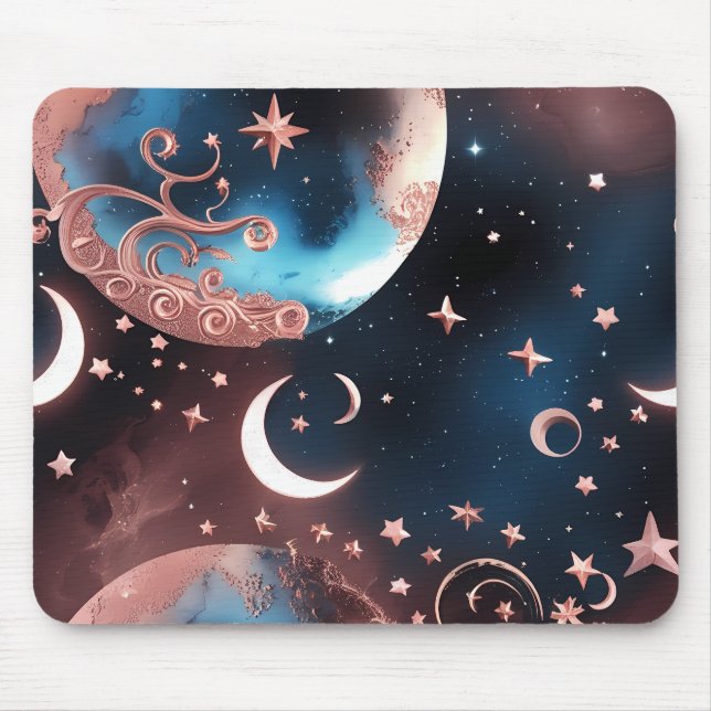 Mouse Pad - Rose Gold Celestial Moon (Front)