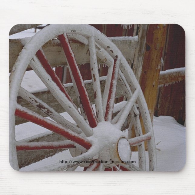 Mouse pad~~ Snowy Wagon Wheel Mouse Pad (Front)