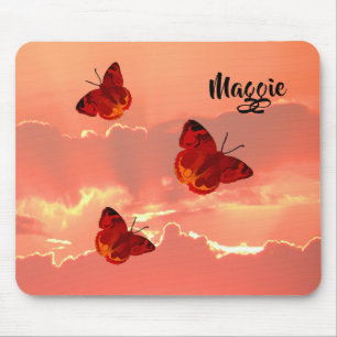 Mouse Pad Sunset and Butterflies