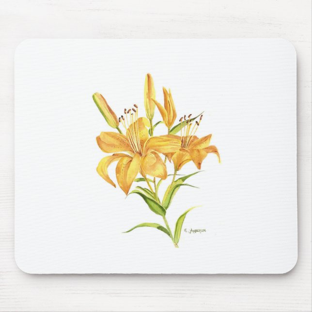 mouse pad tiger lily watercolor (Front)