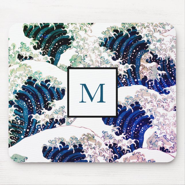 MOUSE PAD WAVE PATTERN JAPANESE CUSTOM INITIAL (Front)