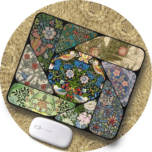 MOUSE PAD _ William Morris Image Collage _ Rounded