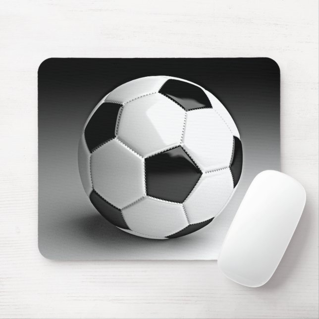 Mouse Pad With Black And White Soccer Ball (With Mouse)
