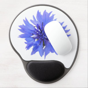Mouse pad with blue cornflower