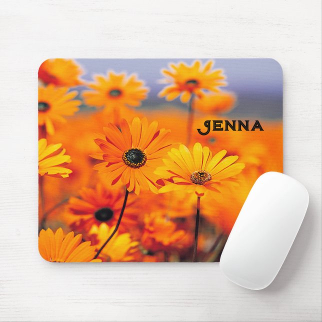 Mouse Pad with Gold Colored Daisies (With Mouse)