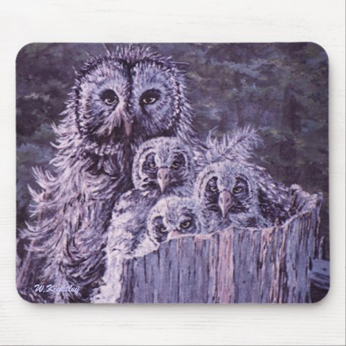 Mouse Pad with Owl Family
