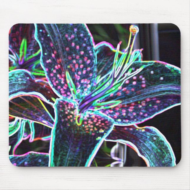 Mouse pad with photo of lily with dark background (Front)