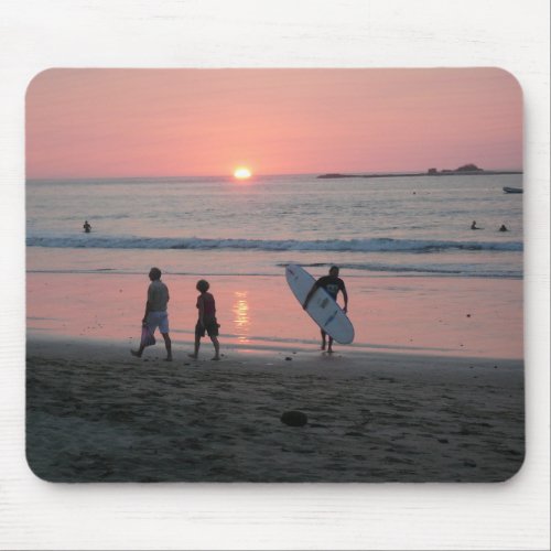 Mouse Pad with Surfer at Sunset