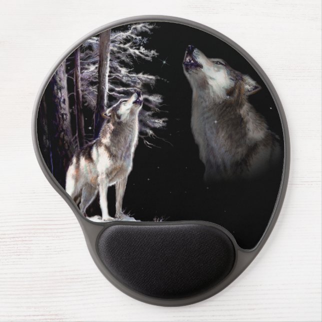 Mouse Pad Wolf howling Imagery of His Mate in Ski (Front)