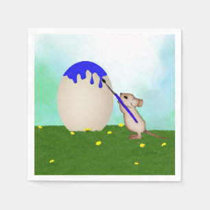 Mouse Painting An Easter Egg Paper Napkins