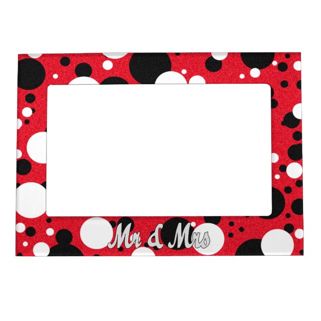 Mouse Party Mr. & Mrs. Bridal Shower Polka Dot Magnetic Frame (Front)
