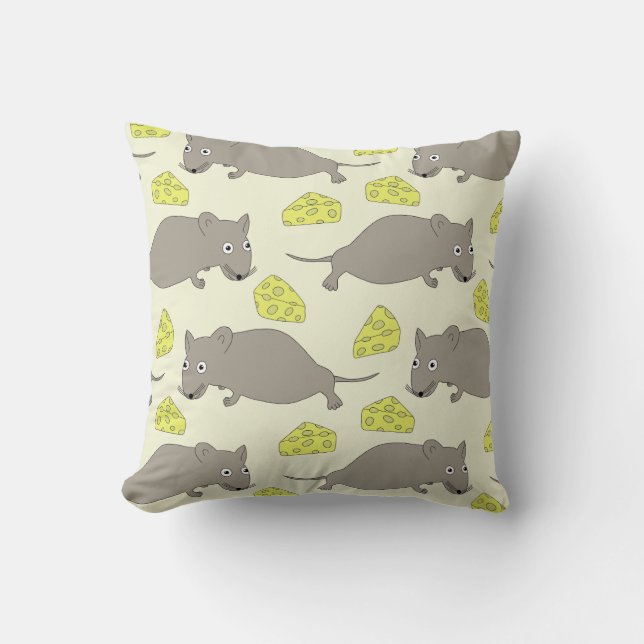 mouse pattern with cheese throw pillow (Front)