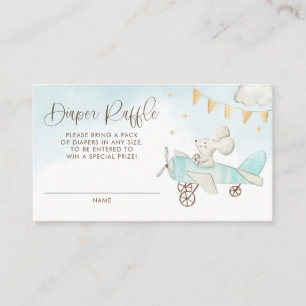 Mouse Pilot Airplane Baby Shower Diaper Raffle Enclosure Card