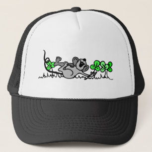 Mouse Playing In Shamrocks Trucker Hat