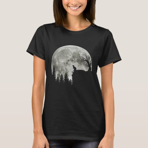 Mouse Praying On Mountain Spooky Halloween Moon T_Shirt