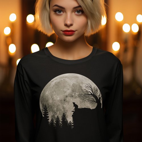 Mouse Praying On Mountain Spooky Halloween Moon T_Shirt