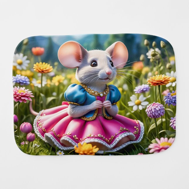 Mouse Princess Baby Burp Cloth (Front Horizontal)